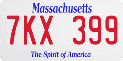 MA license plate 7KX399