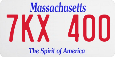 MA license plate 7KX400