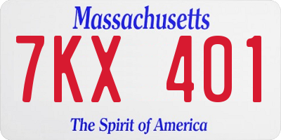 MA license plate 7KX401