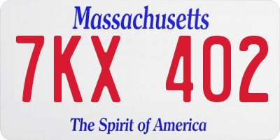 MA license plate 7KX402