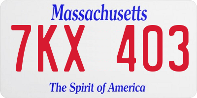 MA license plate 7KX403