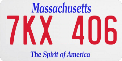 MA license plate 7KX406