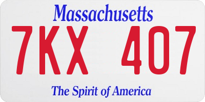 MA license plate 7KX407