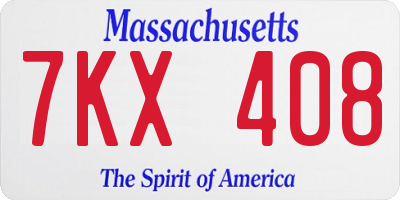 MA license plate 7KX408