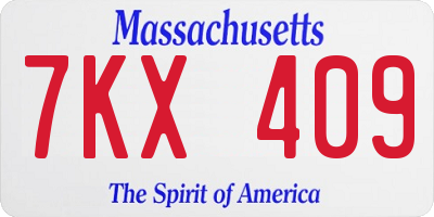 MA license plate 7KX409