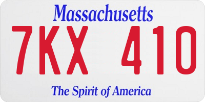 MA license plate 7KX410