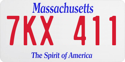 MA license plate 7KX411