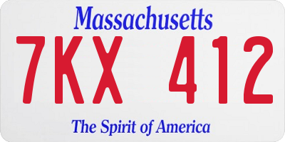 MA license plate 7KX412