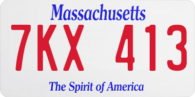 MA license plate 7KX413