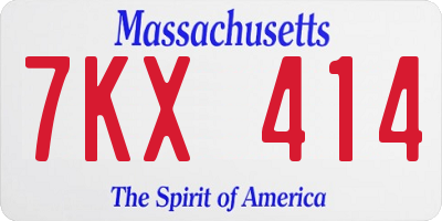 MA license plate 7KX414