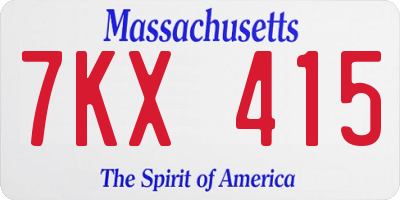 MA license plate 7KX415