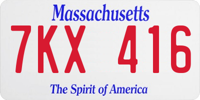 MA license plate 7KX416