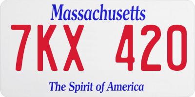 MA license plate 7KX420