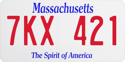 MA license plate 7KX421