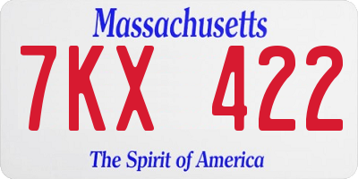 MA license plate 7KX422