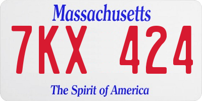 MA license plate 7KX424