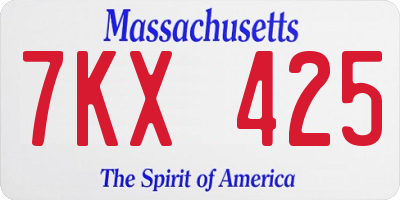 MA license plate 7KX425