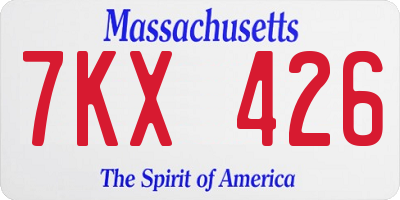 MA license plate 7KX426