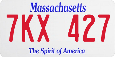 MA license plate 7KX427