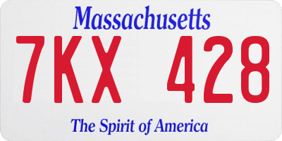 MA license plate 7KX428