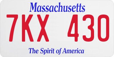 MA license plate 7KX430