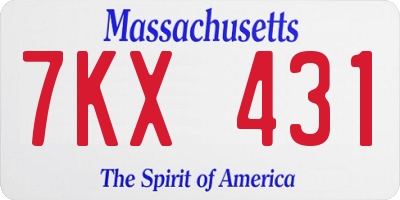 MA license plate 7KX431