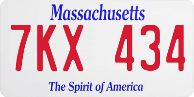 MA license plate 7KX434
