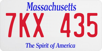 MA license plate 7KX435