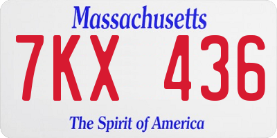 MA license plate 7KX436