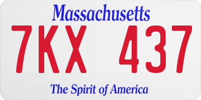 MA license plate 7KX437