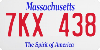 MA license plate 7KX438
