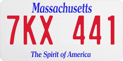MA license plate 7KX441