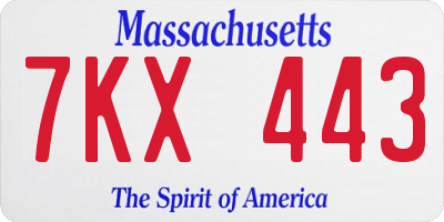 MA license plate 7KX443
