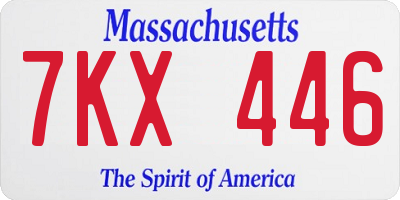 MA license plate 7KX446