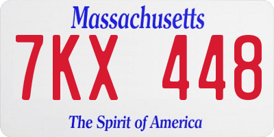 MA license plate 7KX448