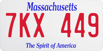 MA license plate 7KX449