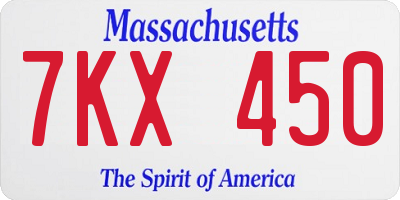 MA license plate 7KX450