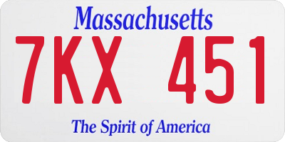 MA license plate 7KX451