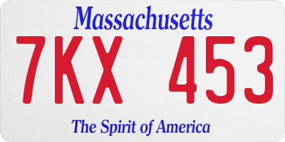 MA license plate 7KX453