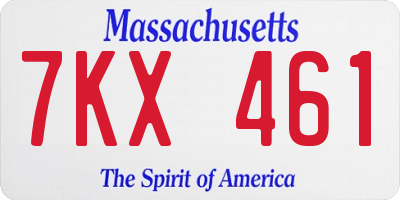 MA license plate 7KX461