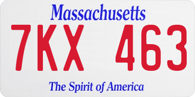 MA license plate 7KX463