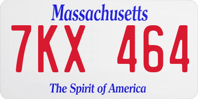 MA license plate 7KX464