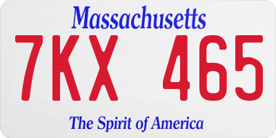 MA license plate 7KX465