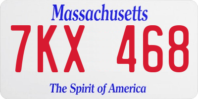 MA license plate 7KX468