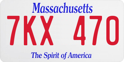 MA license plate 7KX470