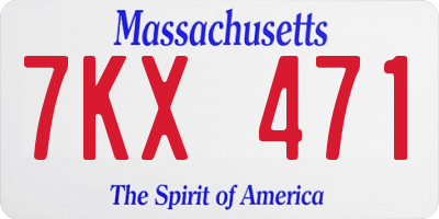MA license plate 7KX471