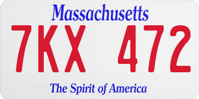 MA license plate 7KX472