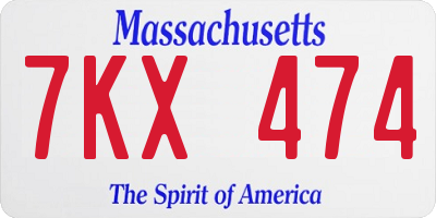 MA license plate 7KX474