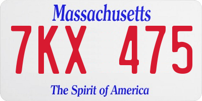MA license plate 7KX475