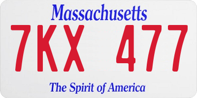 MA license plate 7KX477